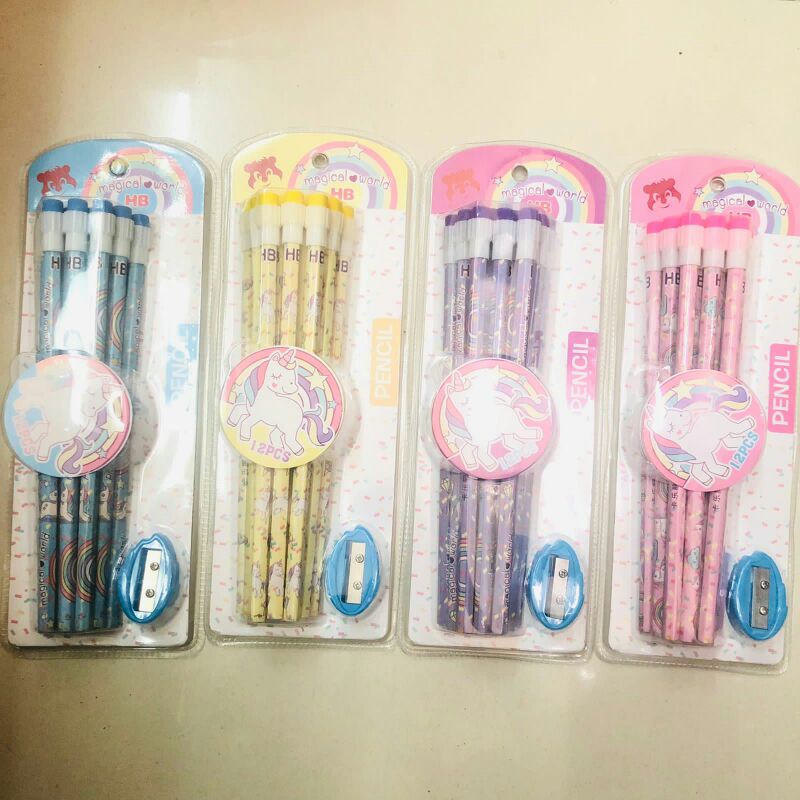 

Pensil Unicorn HB+Rautan dan penghapus (12pcs)