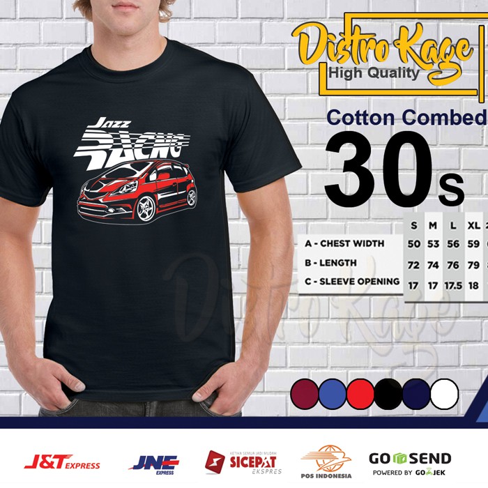 BAJU KAOS PRIA WANITA GAMBAR MOBIL Honda Jazz Racing Club COTOON COMBAD 30S