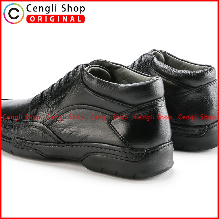 SEPATU OBERMAIN PRIA ORIGINAL BOOT FORMAL KULIT ASLI HITAM OM01