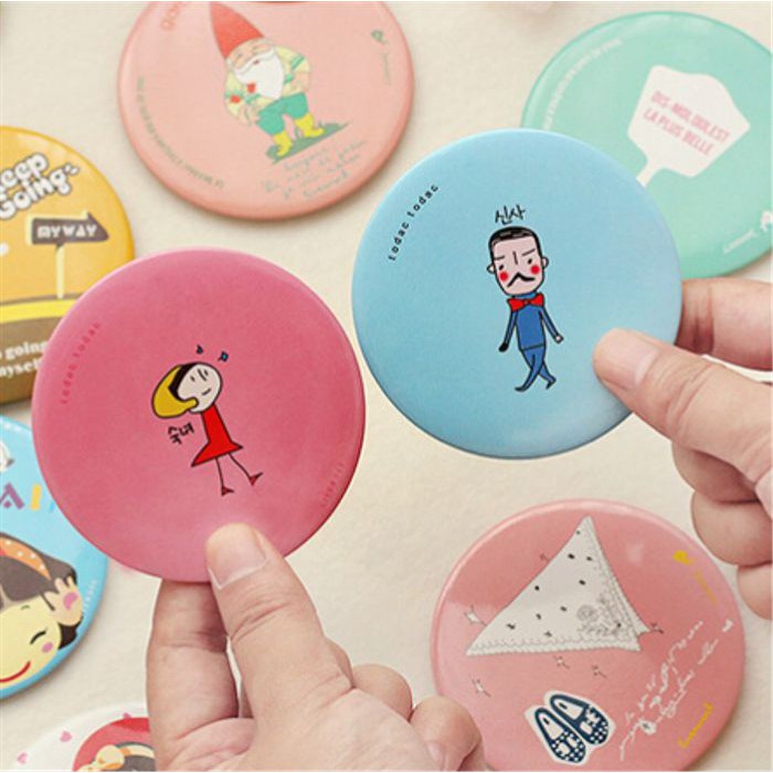 Cermin Bulat Kecil Mirror Pocket - Kaca Dandan Rias Motif Kartun