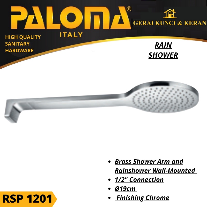 PALOMA RSP 1201 Rain Shower Kepala Shower Mandi Tanam Bulat Brass