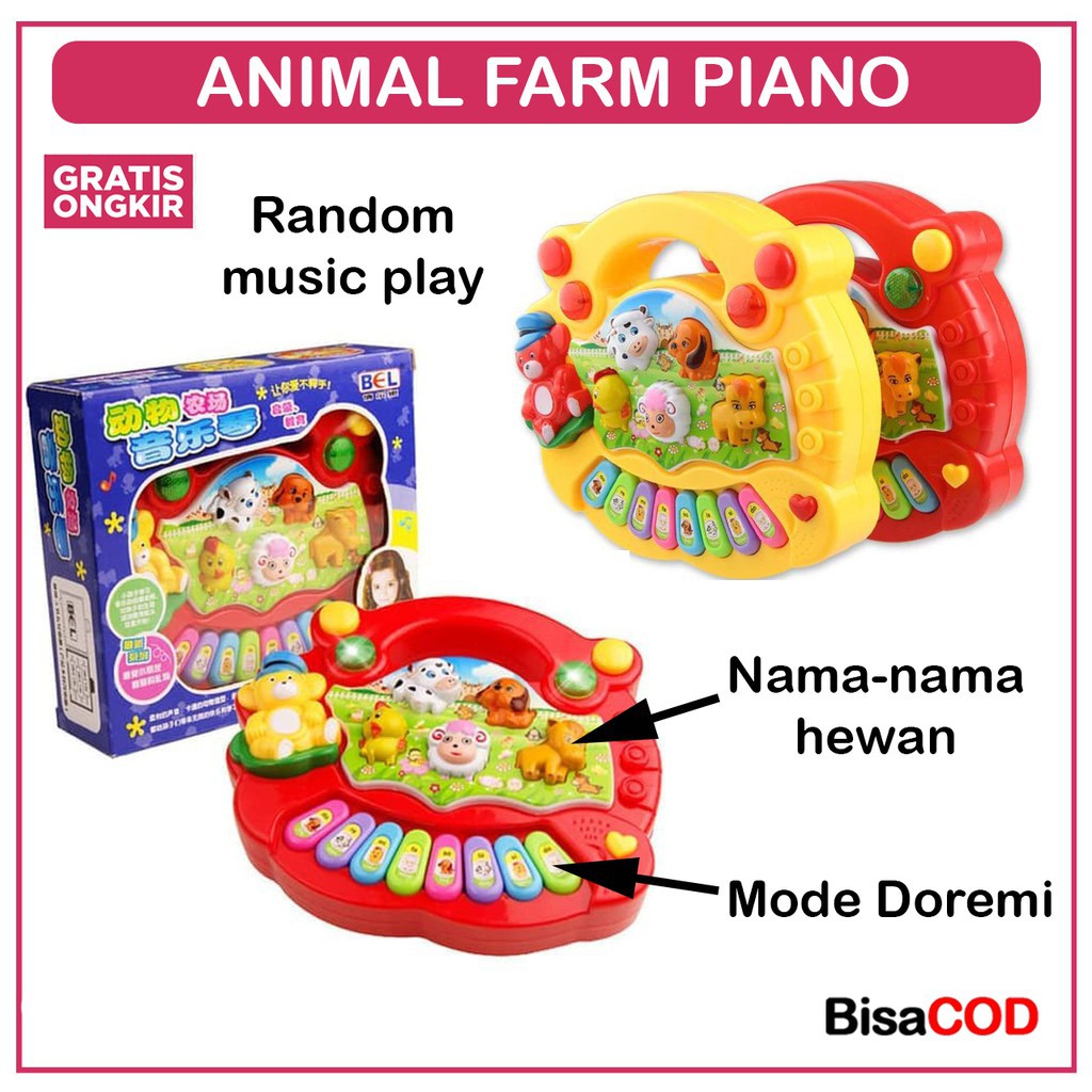 MAINAN BAYI ANIMAL FARM PIANO MUSIK - PIANO BUNYI EDUKASI SUARA HEWAN