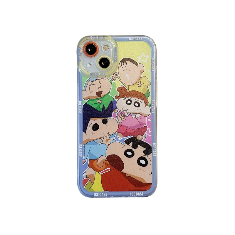Cartoon crayon Shin-Chan Angel eyes phone case iphone13 12 11 pro max x xs xr xmax 7/8 plus transparent straight edge iphone casing