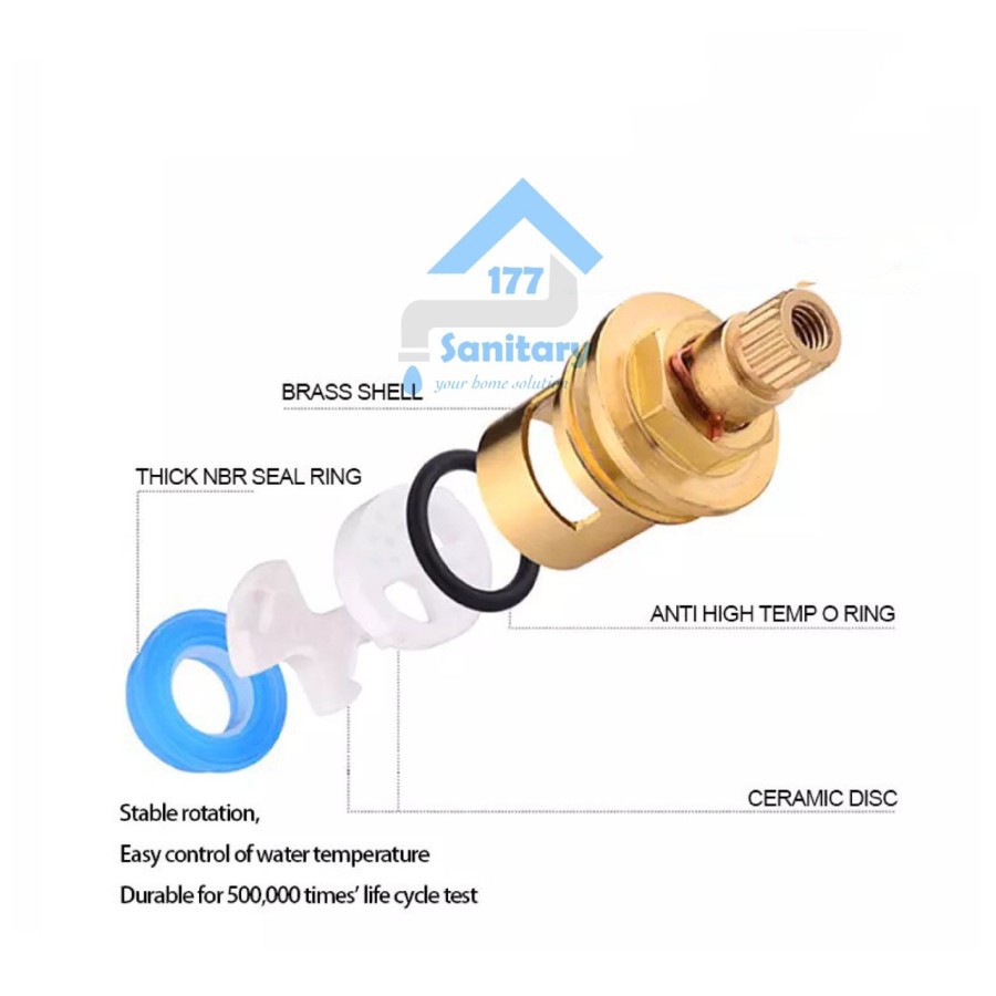 Sparepart Jantung Kran Kuningan - Cartridge Valve Kran - Faucet Spindle Sparepart Tengah Dalam Kran air