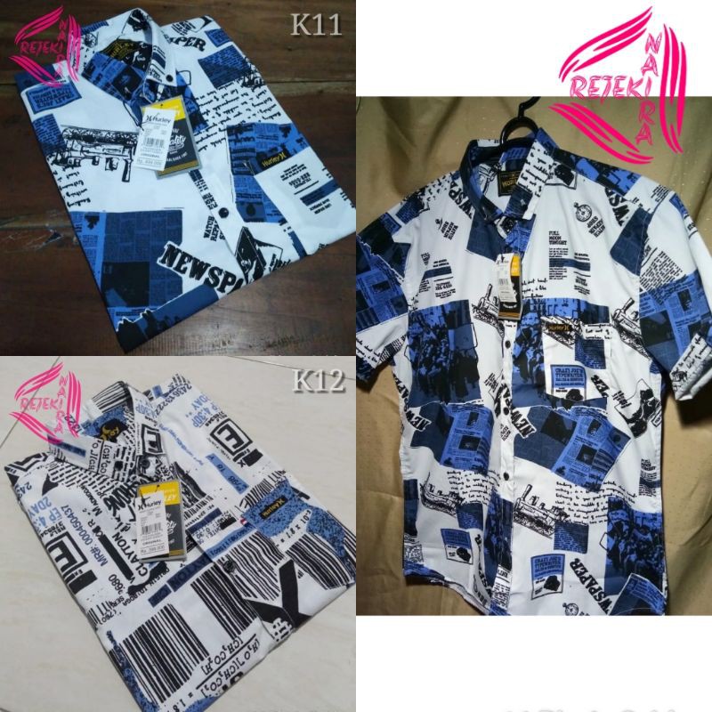 Kemeja Motif Koran Pria Lengan Pendek Kasual Shopee Indonesia