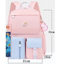 TAS SEKOLAH RANSEL ANAK SD/SMP/SMA CEWEK WARNA SOFT PASTEL CANTIK LUCU WATERPROOF (TAHAN AIR) 202 ukuran 18 big HADIAH GANTUNGAN-3
