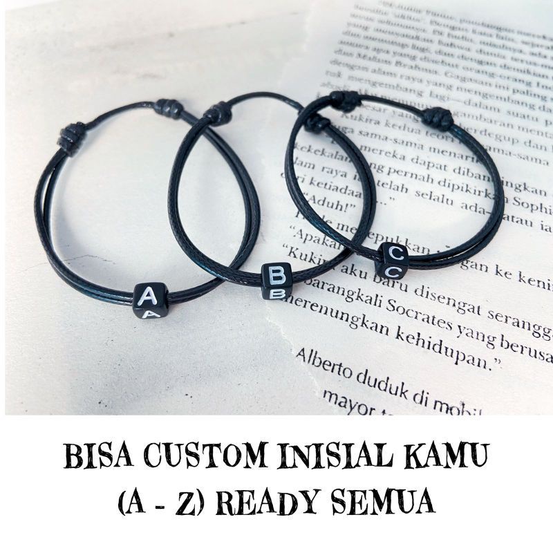 (1pcs) A-Z gelang inisial cube Vintage tali korea waterproof