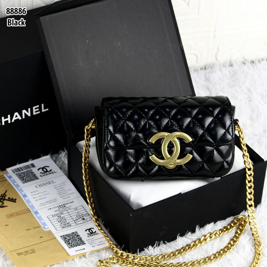 CH MINI FLAP SHINY LAMBSKIN BAG 88886 (FREE MAGNET BOX)