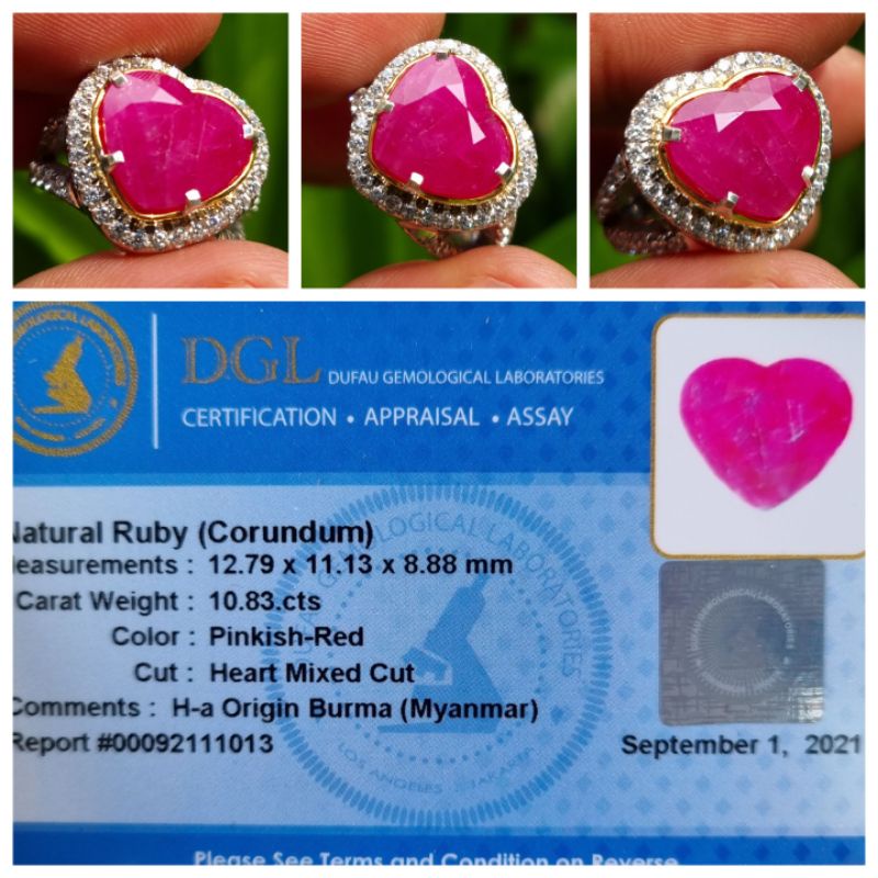 Natural Ruby Burma Myanmar Heart Love Shape Memo 10.83 crt