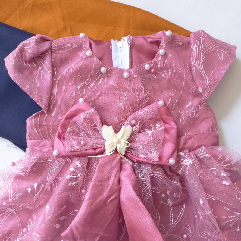 Dress Brukat Bayi 6 12 Bulan Kombinasi Furing FREE PITA Gaun Brukat Warna Hijau Marun Putih Dusty Baju Natal Bayi Perempuan Baptis Dress Aqiqah Terlaris KA133