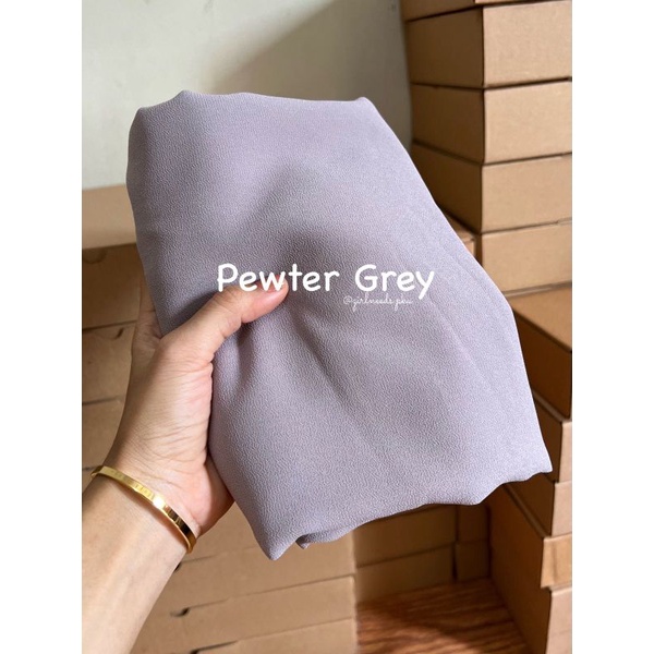 ARUMI / PASHMINA MALAY (BISA SYAR'I UKURAN BARU -+200x75)-Pewter Grey