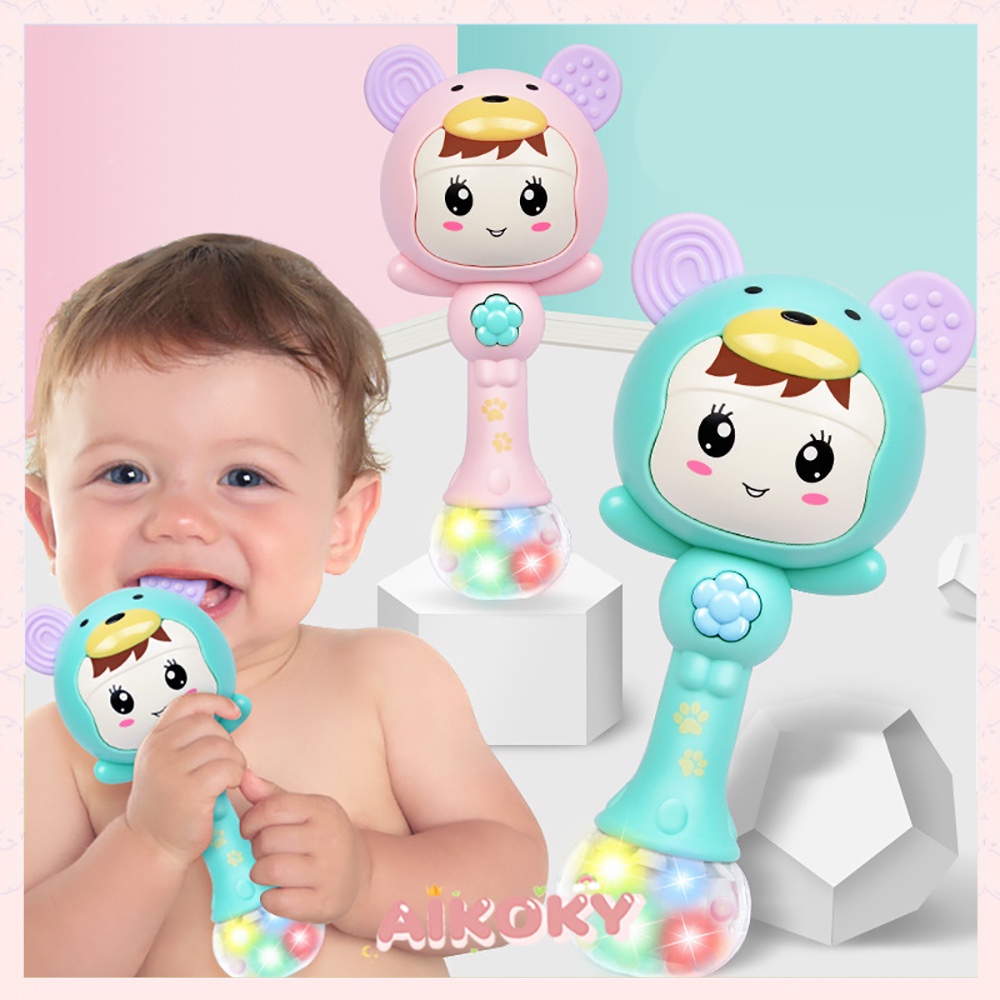 Aikoky Mainan Bayi Kerincingan Genggam/music/teether 3 in 1