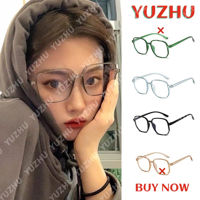 （YUZHU）COD Fashion Korea Kebesaran Anti Cahaya Biru Kacamata Transparan Permen Warna Kaca Komputer Desain Korea Kaca Bingkai Persegi Besar