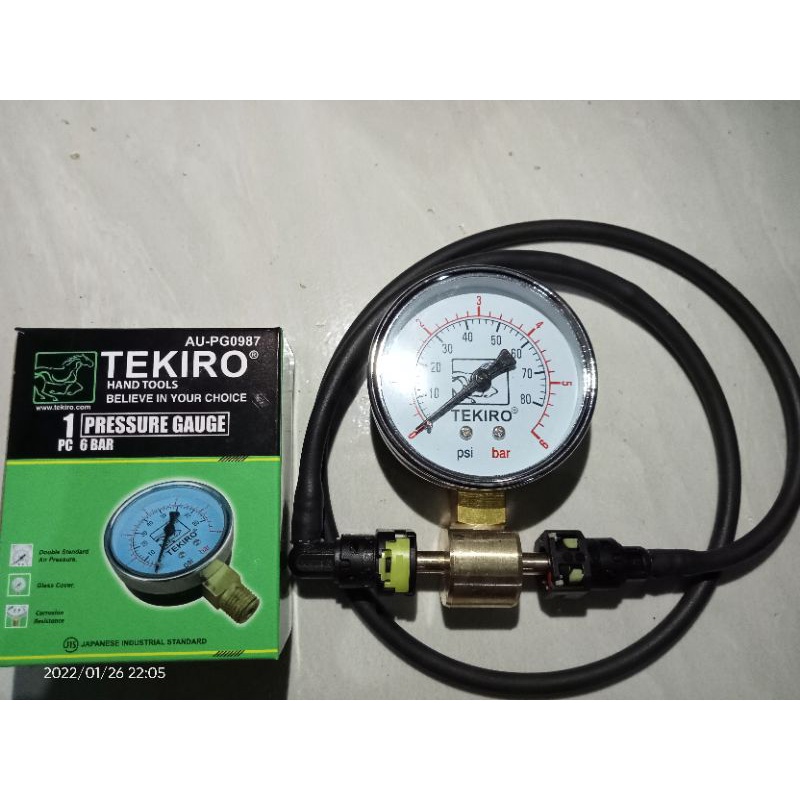 pressure gauge alat ukur tekanan bahan bakar ujung 6 mm x 6 mm