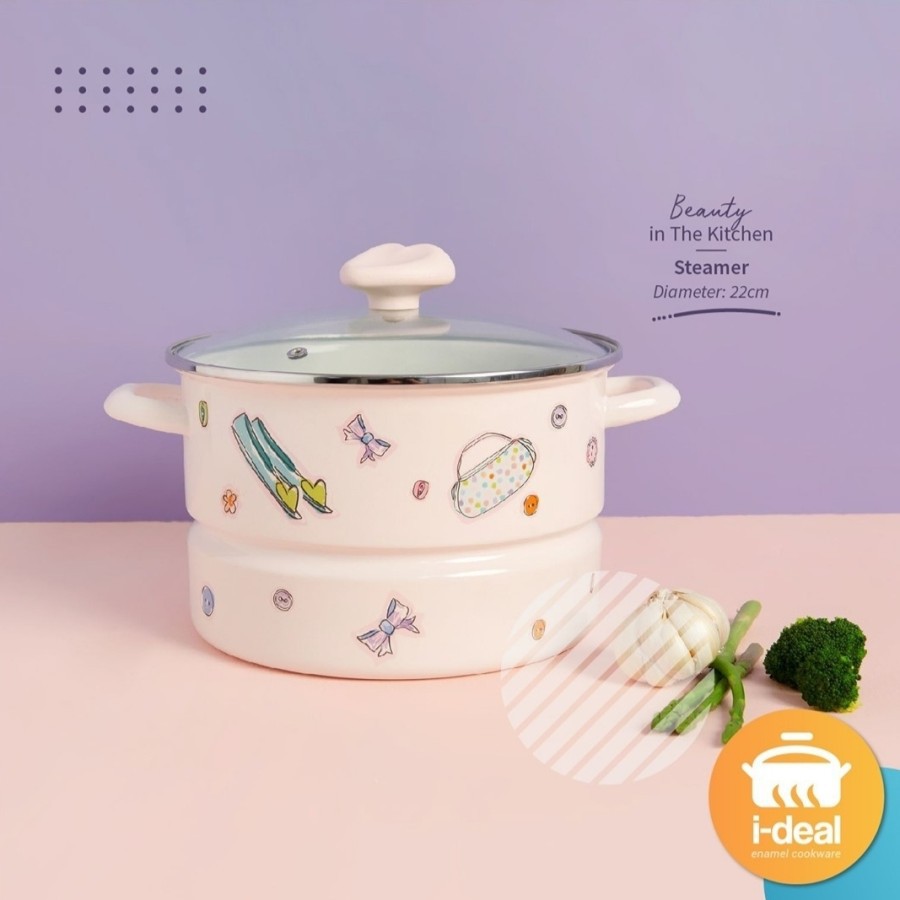 Beauty In The Kitchen Chefina Steamer Panci Masak Enamel Dandang 22 CM