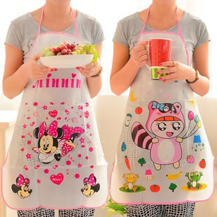 Celemek / Apron Masak Karakter Lucu Waterproof Tahan Minyak Transparan