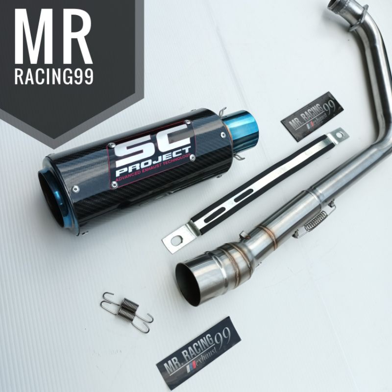 Knalpot Racing SC PROJECT Carbon Biru - SC PROJECT Titan CR - T Underbelly XSR155 - MT15 - R15 V3 Mo