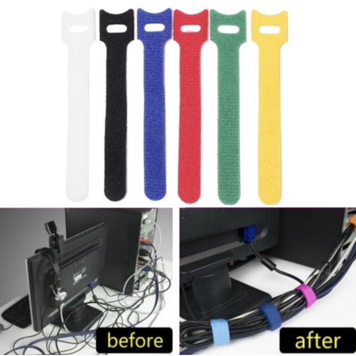 

Velcro Cable Ties Ikat Kabel Strap Velcro Pengikat Kabel 15cm - Hitam