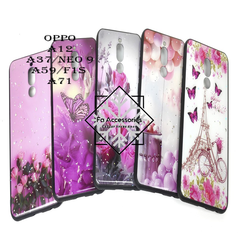 FA Soft case tpu bling bling casing OPPO A12 A37 NEO 9 A59 F1S A71 silicon hp motif flower butterfly