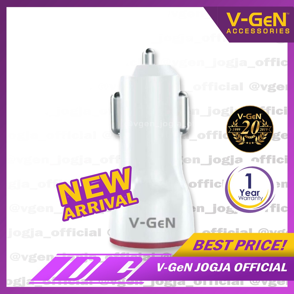 Car Charger V-GeN VCC2-25 2.4A Dual Port LED Charger Mobil