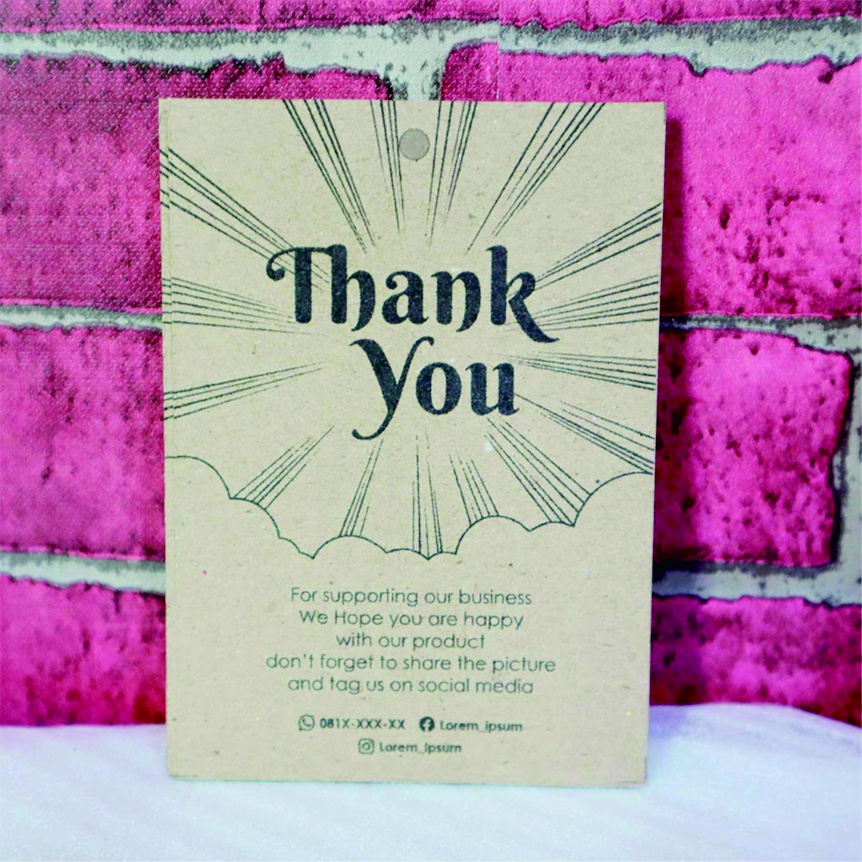 

[FREE DESAIN] Thank You Card Custom - Thanks Card PREMIUM Olshop - Kraft Linen Tebal - Kartu Ucapan
