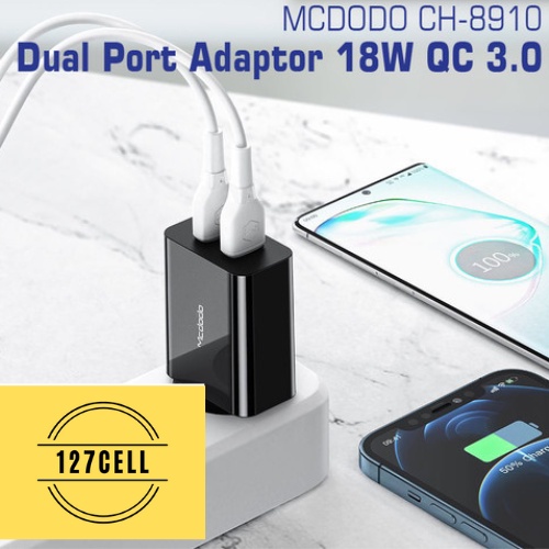 Kepala MCDODO Adaptor Charger Dual Usb Output Fast Charge 18W CH-8910