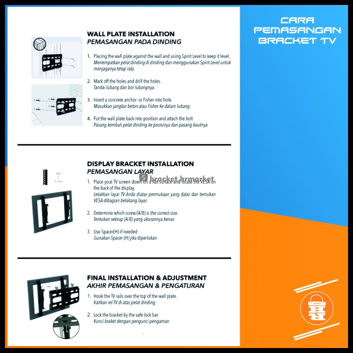 Bracket TV 43 40 32 29 24 21 17 14 inch Garansi Bisa Semua TV LED LCD 14 - 43 in Universal Breket TV Briket TV Braket TV Bracket TV Gantungan Tembok Tempelan Dinding HR1 Ungu