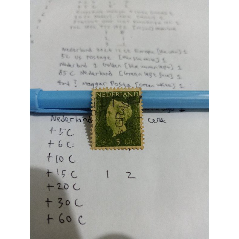 

Perangko Queen Wilhelmina 'Hartz' series 1948 Nederland 5 Cent Stamp