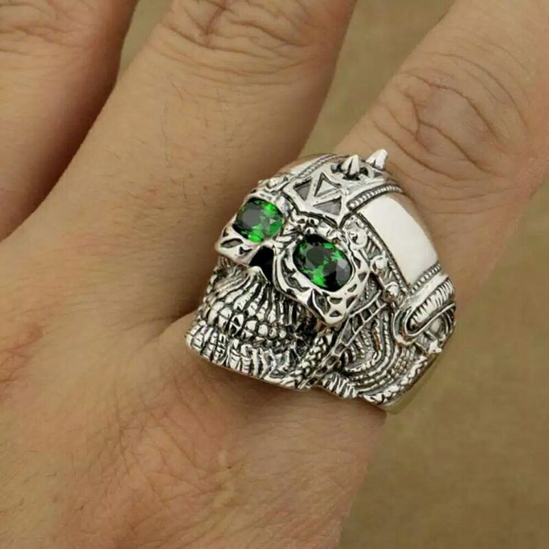 Cincin Pria gaya tengkorak punk style men ring carved series