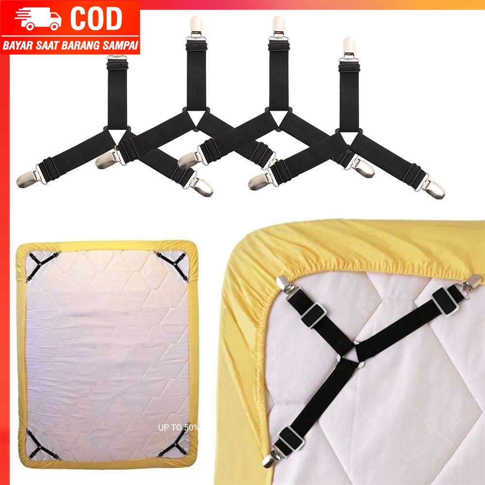 (100% BARANG ORI) GCDHome Penjepit Ujung Sprei Kasur Bed Clip Holder 4PCS - FS-1809