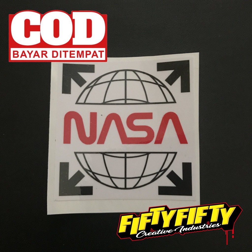 Stiker Print Cut NASA Stiker Printing Laminasi Glossy Stiker Motor Mobil Helm Sudah Membentuk Pola Desain