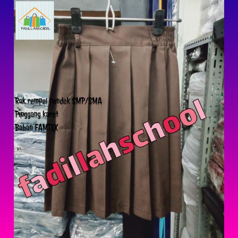 ROK SEKOLAH SD REMPEL MERAH PUTIH COKLAT bahan FAMATEX