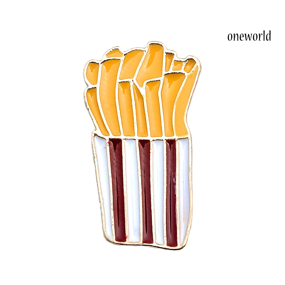 OW@ Funny French Fries Pizza Daisy Brooch Pin Sweater Denim Jacket Collar Badge