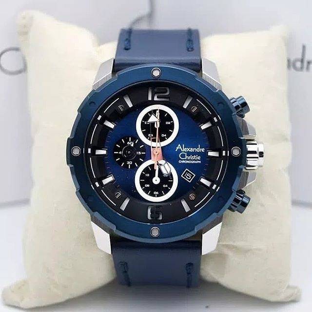 Alexandre Christie AC6410MC Blue Silver Pria Original