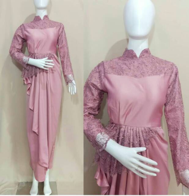 Gamis syari alika maxy brokat tille pakaian muslimah baju wanita muslimah grosir gamis murah