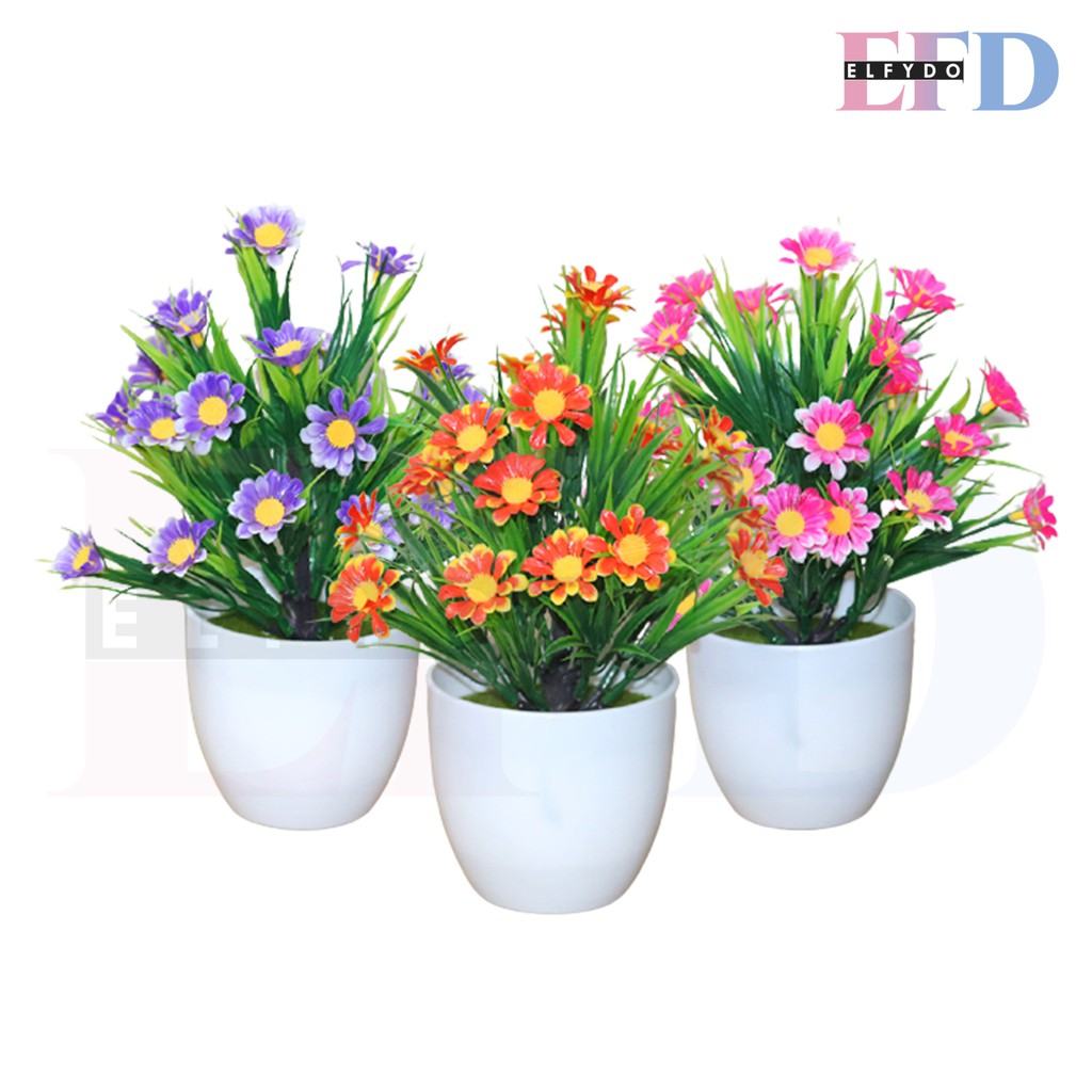 ELFYDO PT32 Pot Tanaman Hias Bunga Hias Plastik Ornamen Pot Bongsai Artificial Flower Decoration