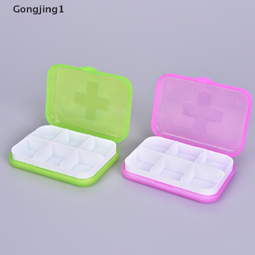 Gongjing1 Kotak Penyimpanan Obat Pil 6 Slot Portable Untuk Travel