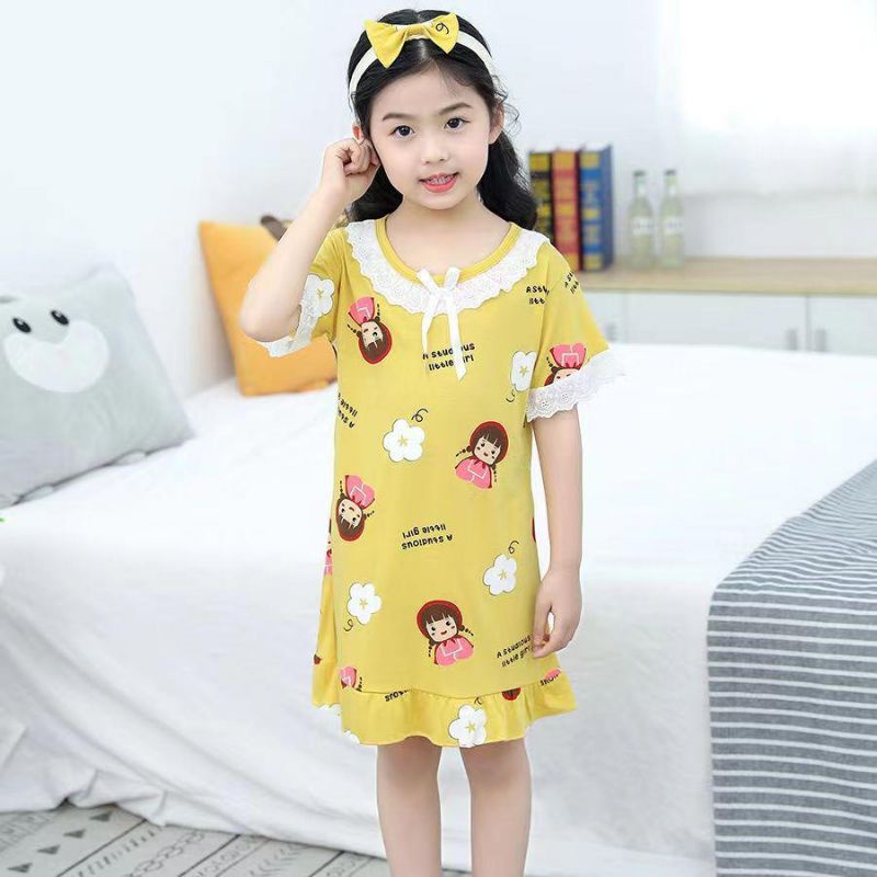 DASTER RENDA IMPORT ANAK | DRESS IMPORT ANAK USIA 3-10 TAHUN +BANDANA | DRES ANAK  C14-B