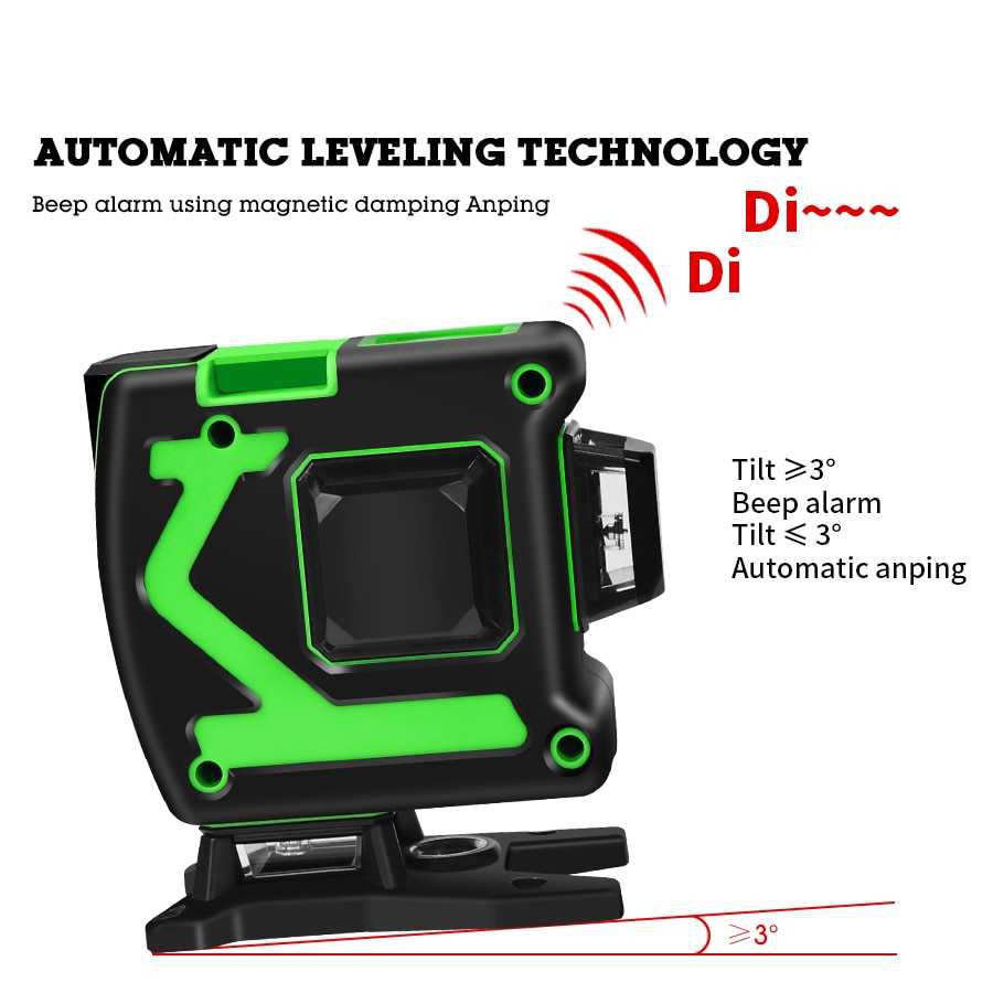 HILDA LASER LEVEL 12 Garis 3D Laser Tingkat Self-leveling 360 Horisontal Vertikal Palang Rotary Lase