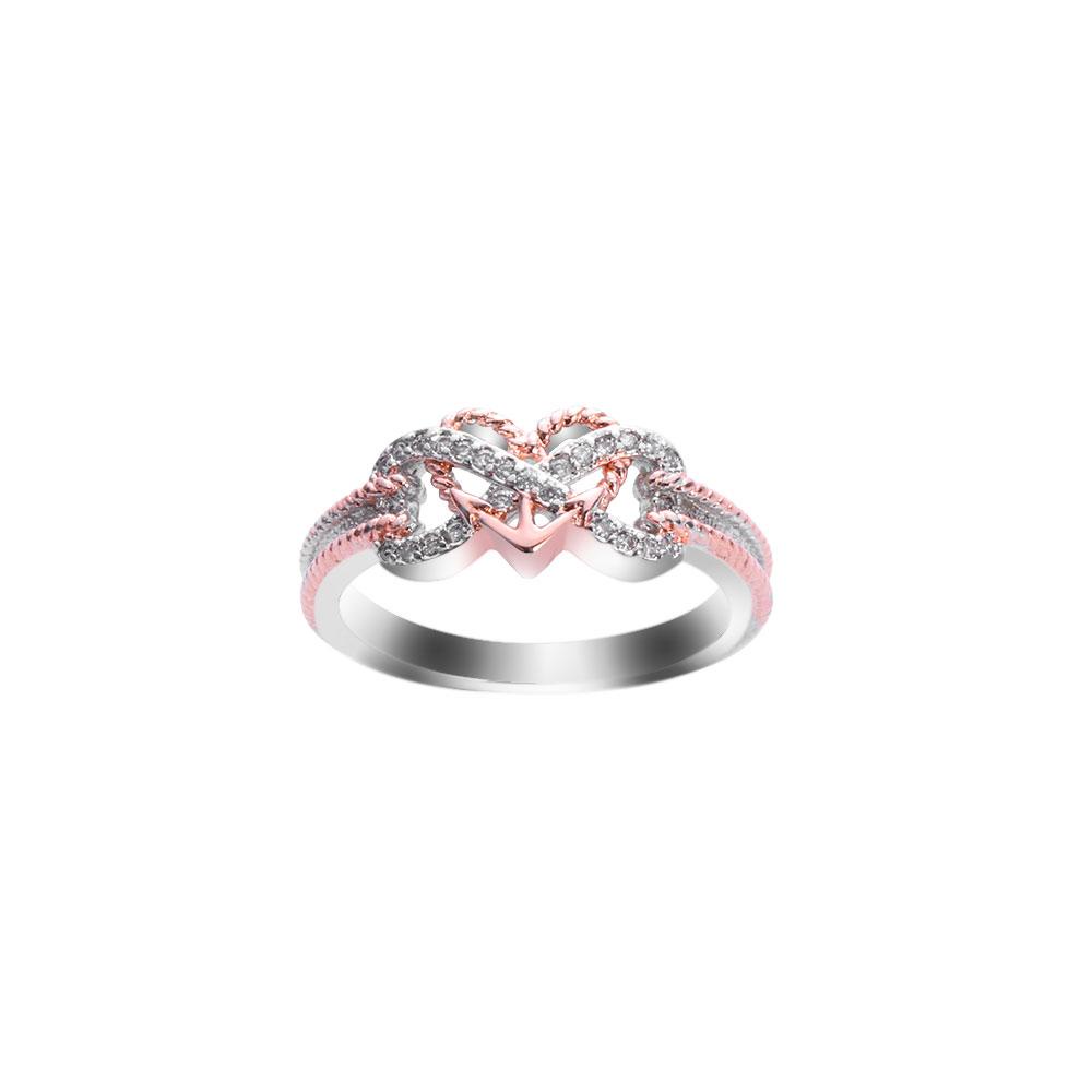 Lily Heart Infinity Rings Perhiasan Tunangan Pernikahan Two Tone