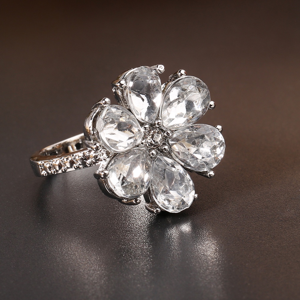 Hu Hu Hu Hu Hu Alat Bantu Pasang Kacamata♡ Cincin Wanita Desain Bunga Hias Cubic Zirconia Gaya Trendy Untuk Pernikahanpertunanganhadiah