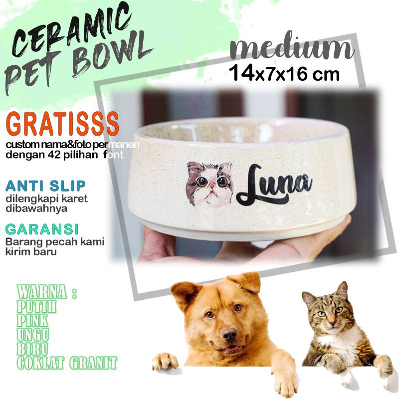 PET BOWL MANGKOK TEMPAT MAKAN KERAMIK KUCING ANJING KELINCI ANTI SEMUT PETBOWL CERAMIC CUSTOM