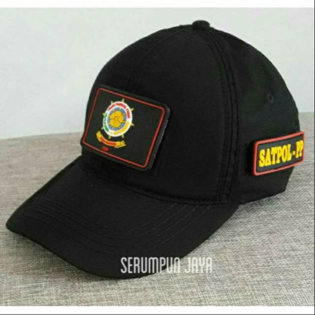 TOPI SATPOL PP - TOPI SATPOL PP 3 PATCH - TOPI SATPOL PP VELCRO HITAM