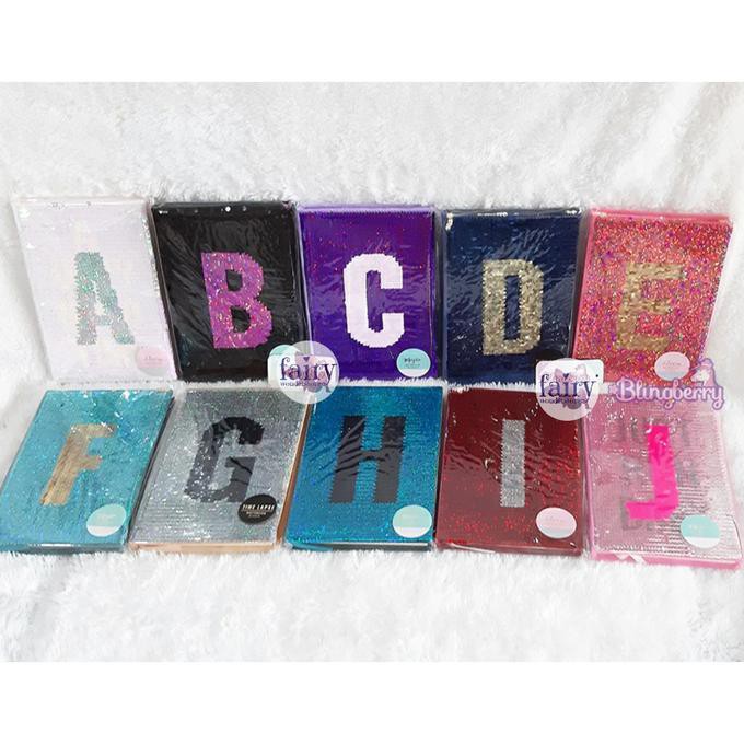 

Buku Tulis Notebook Diary Sequin Initial Inisial Abjad Spt Justice Storezea90