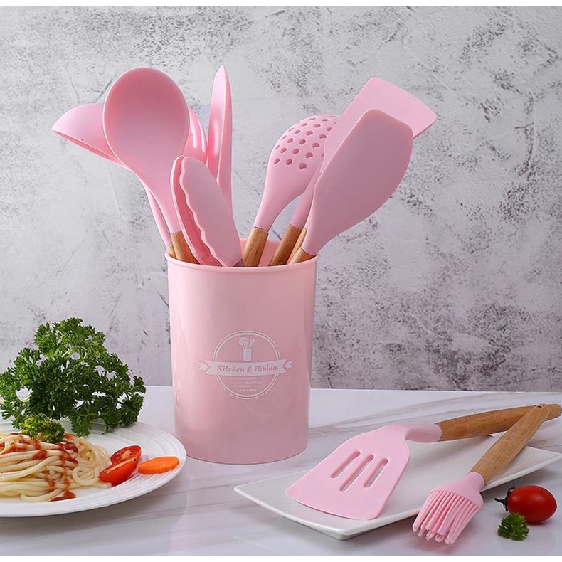 Spatula Set  Peralatan Dapur Kitchen Set 10 in 1 Silicone Utensil Kitchen Silicone