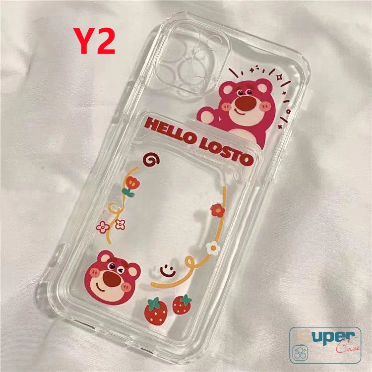 Case Tas Kartu Alien Kartun Lucu Bening Untuk iPhone 7plus 11 12 13 14 pro Max 6 6s 78 plus X XR XS Max SE Soft Tpu Cover