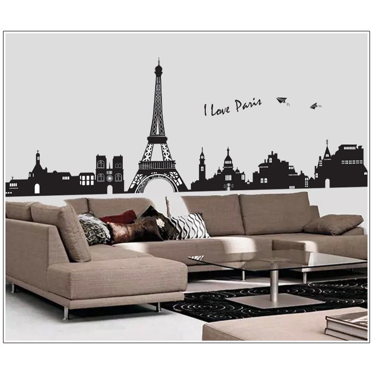 RELIZA Wall Sticker / Stiker Dinding 60X90 EIFFEL MENARA I LOVE PARIS AY935