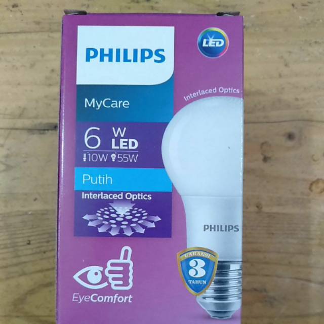 Lampu LED Philips 6 Watt putih White