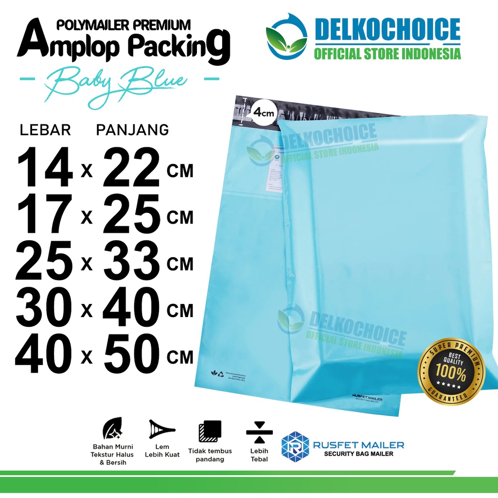 

Polymailer TOSCA Polos Amplop Plastik Packing OlShop Polimailer Baby Blue PREMIUM SATUAN
