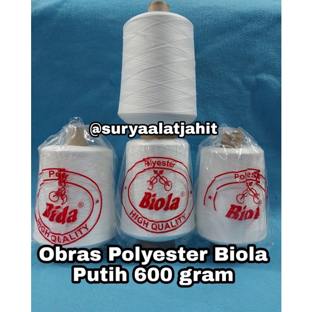 Obras Polyester Biola +/-600gram putih =rp.24.000/1cones